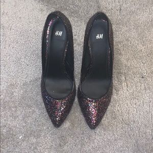 Multicolor glitter heels